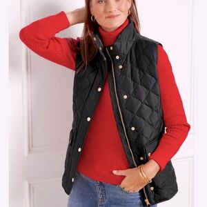Talbots NWT Black Down Quilted Vest for Women mrsp $150 sz petite